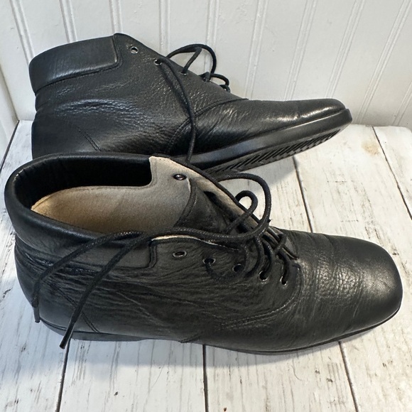 Ros Hommerson 7.5N Women’s Black Leather Lace-Up Comfort Ankle Boots #36560 main image 4